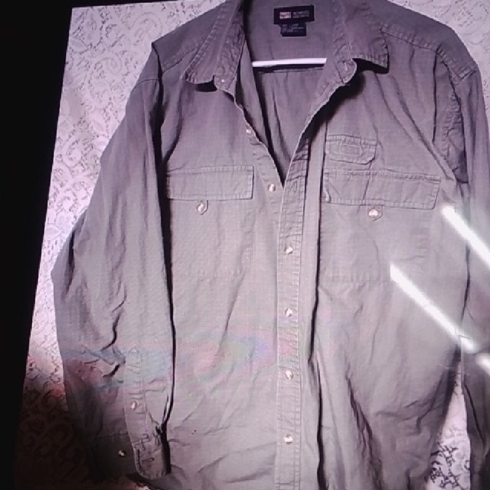 Faded Glory Men's Casual Button Down Shirt - Olive Green